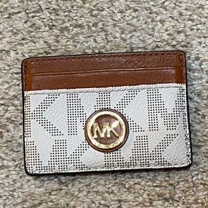 MK Cream logo card case
